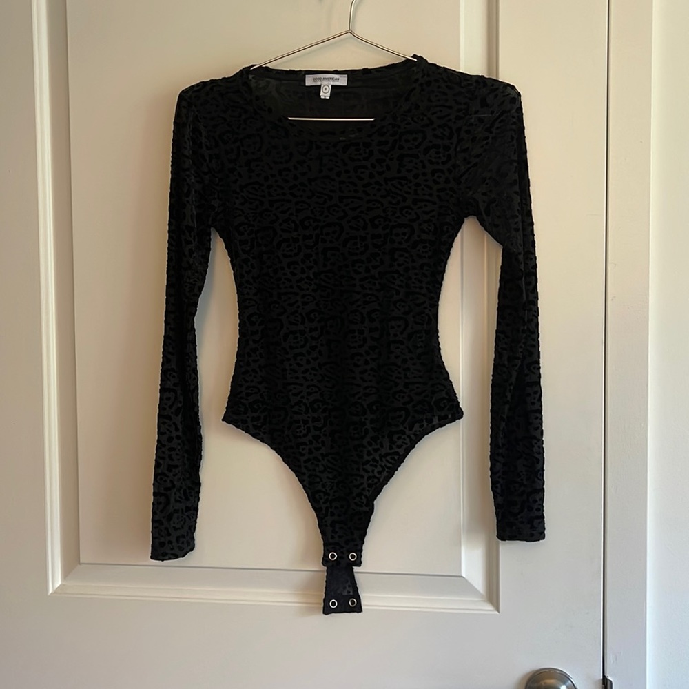 Velvet & sheer cat print body suit